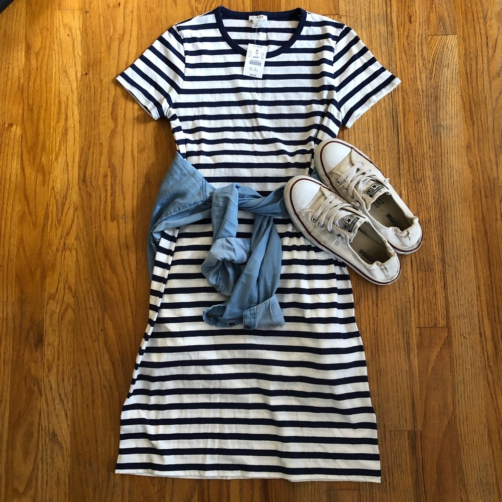 NWT J. Crew Factory Striped T-Shirt Dress